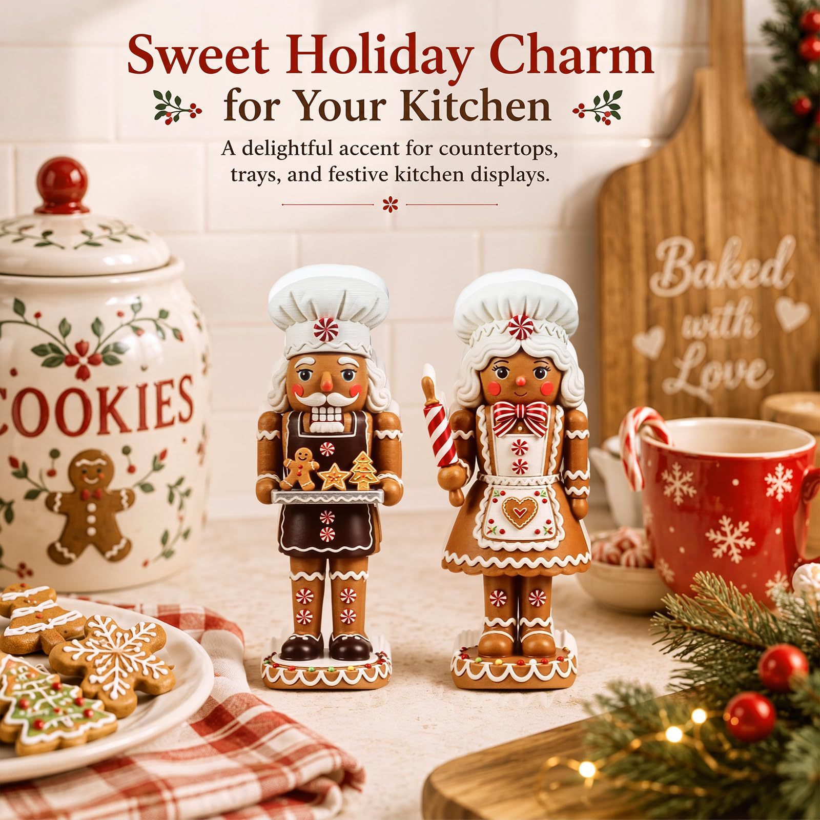 Nutcracker Figurine - 2PCS Nutcracker Wooden Decorative Set -Christmas