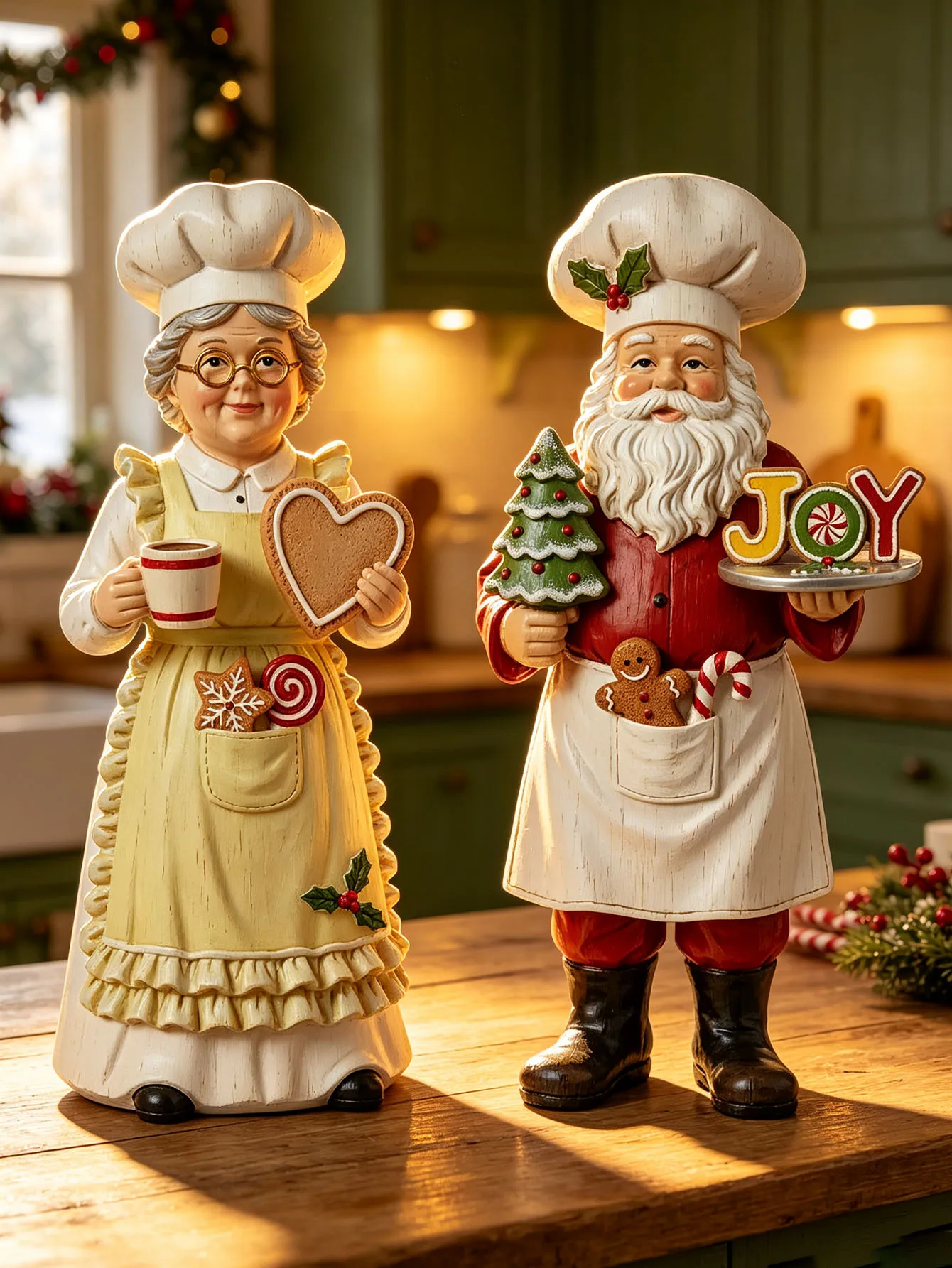 Nutcracker Figurine - 2-Piece Set of Chef Santa Claus