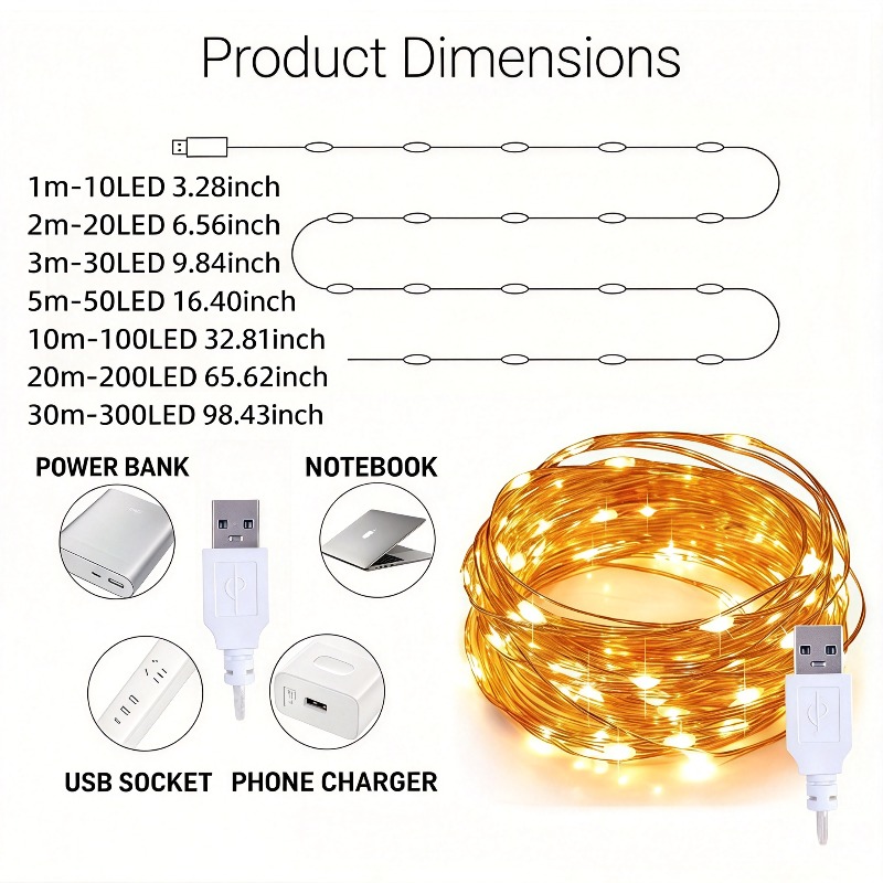 30/20/10m Romantic USB Powered - Led Fairy String Lights ulasan dan harga