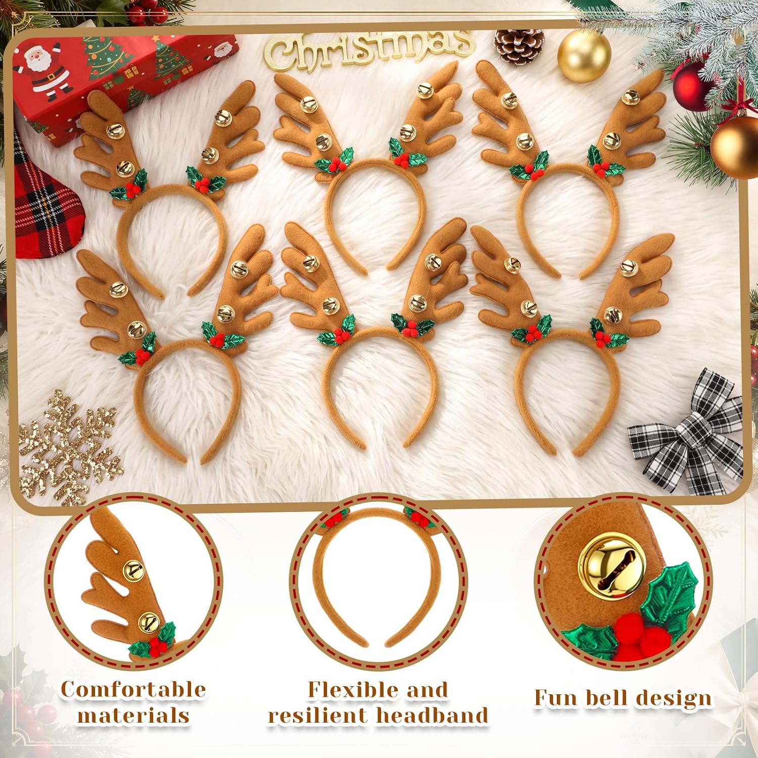 36-Piece Christmas Reindeer An - Reindeer Antlers Headband ulasan dan harga